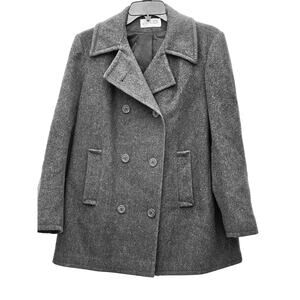 Gray Vintage Double-Breasted Women's Pea Coat